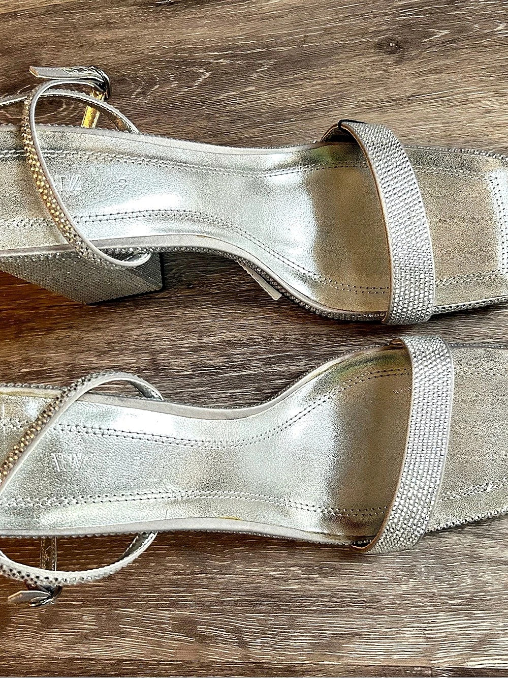 Zara Rhinestone Block Heel Sandals Silver - Picture 5 of 6